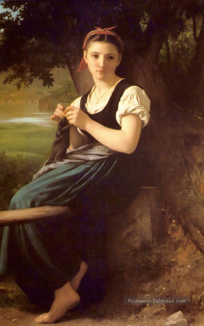 La fille à tricoter réalisme William Adolphe Bouguereau Peintures à l'huile